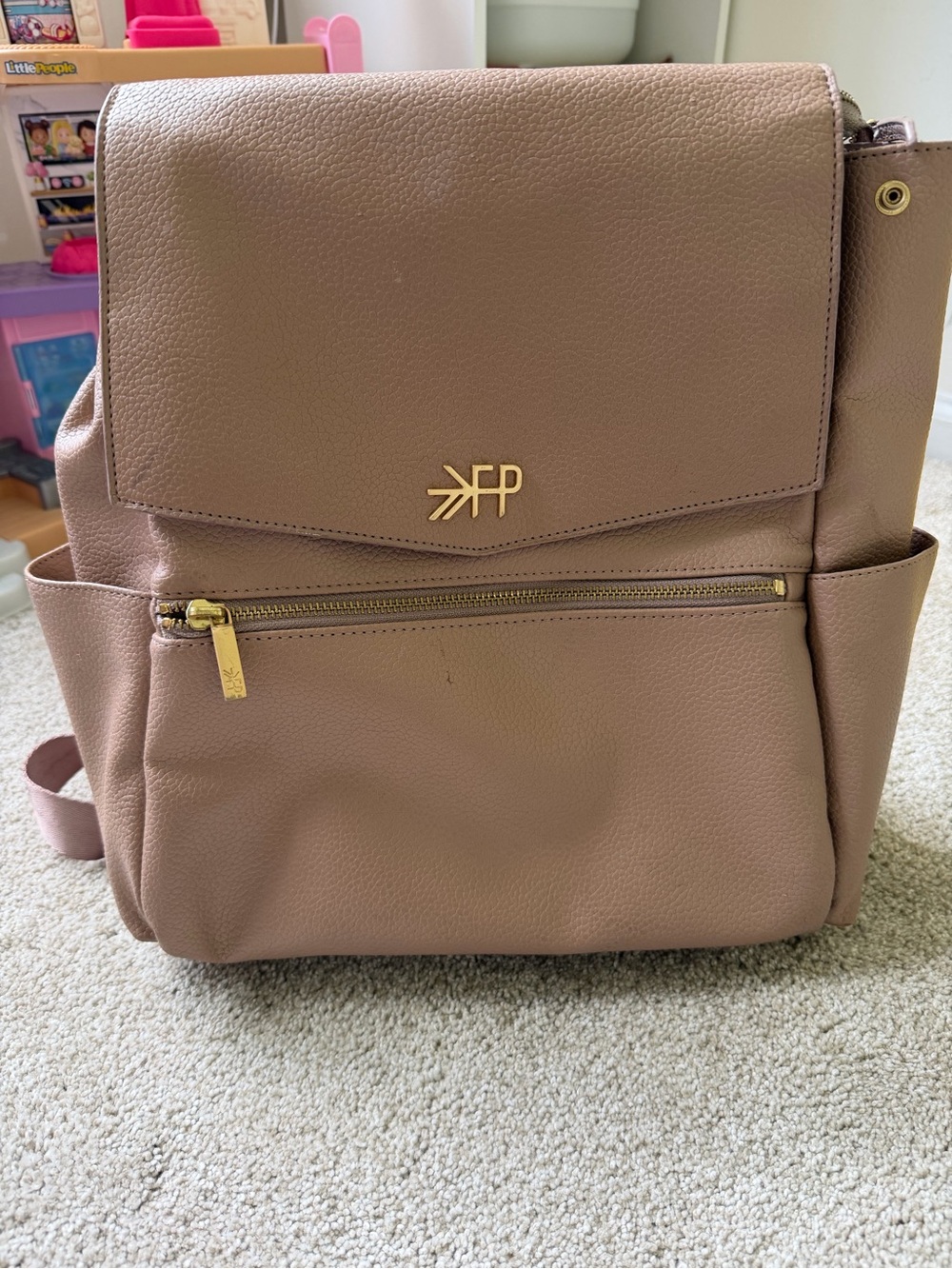 Freshly Picked Taupe Pebbled Leather Backpack